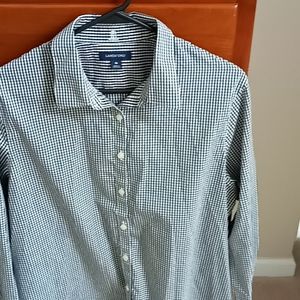 Lands End black and white gingham shirt size 16